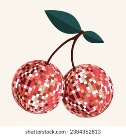 Disco ball cherry illustration fruit