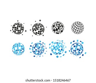 Disco ball collection set graphic design template vector