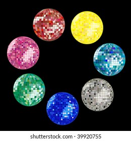 disco ball collection, vector art illustration