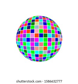disco ball colorful design vector isolated on white background