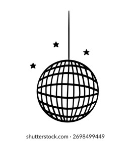 Disco ball doodle line icon. Sketch vector illustration