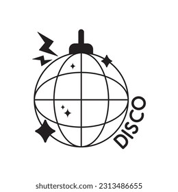 Disco Ball doodle vector outline Sticker. EPS 10 file
