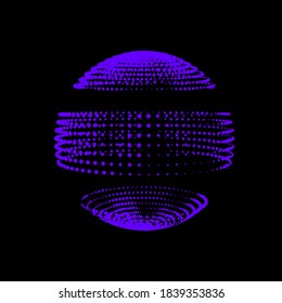 Disco ball from dots light diodes. Abstract sphere logo icon. Vector image for celebrating design.