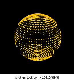 Disco ball from dots light diodes. Abstract sphere logo icon. Vector image for celebrating design.