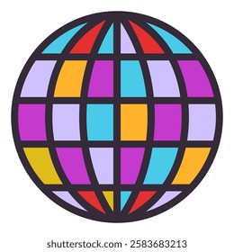 Disco ball flat icon isolated on white background.