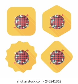 Disco ball flat icon with long shadow,eps10
