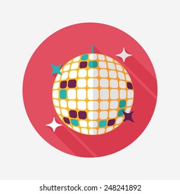 Disco ball flat icon with long shadow,eps10