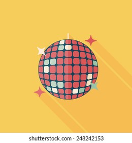 Disco ball flat icon with long shadow,eps10