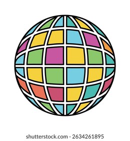 Disco Ball Flat Illustration Simple Party Decor Vector in Flat Style