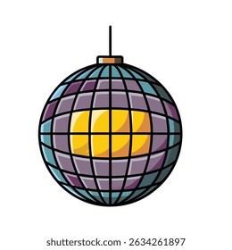 Disco Ball Flat Illustration Simple Party Decor Vector in Flat Style