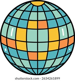 Disco Ball Flat Illustration Simple Party Decor Vector in Flat Style