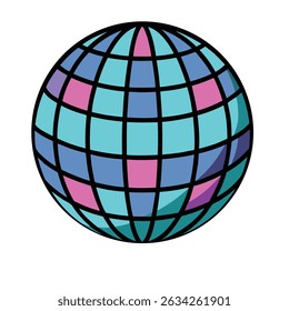 Disco Ball Flat Illustration Simple Party Decor Vector in Flat Style