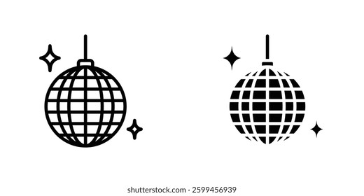 Disco ball flat simple vector icons illustration set.