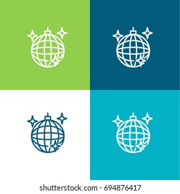 Disco ball green and blue material color minimal icon or logo design