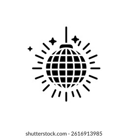 Disco Ball Hanging Shining Lines Simple Icon