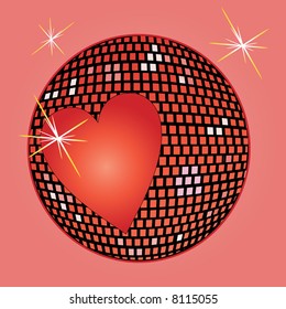 bola disco con corazón
