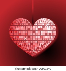 Disco Ball Heart, Vector Illustration