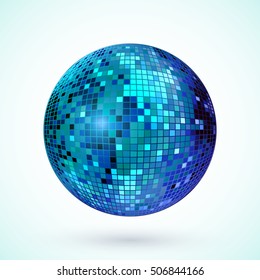 Disco ball icon. Colorful disco mirror ball isolated. Design element for party flyer, poster or brochures. Vector illustration.