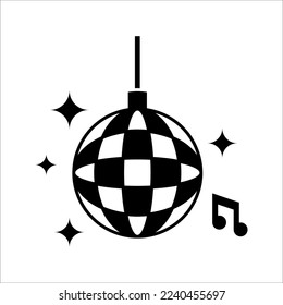 Disco ball icon. Disco, dance, nightlife club. Party celebration birthday holidays event carnival festive.  Vector illustration on white background.