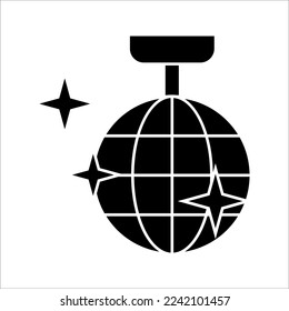 Disco ball icon. Disco, dance, nightlife club. Party celebration birthday holidays event carnival festive.  Vector illustration on white background.
