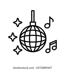 Disco ball icon. Disco, dance, nightlife club. Party celebration birthday holidays event carnival festive color editable