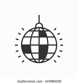 Disco ball icon. Disco, dance, nightlife club. Party celebration birthday holidays event carnival festive. Thin line party basic element icon. Vector simple linear design. Illustration. Symbols