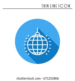 Disco ball icon. Disco, dance, nightlife club. Party celebration birthday holidays event carnival festive. Thin line party basic element icon. Vector simple linear design. Illustration. Symbols