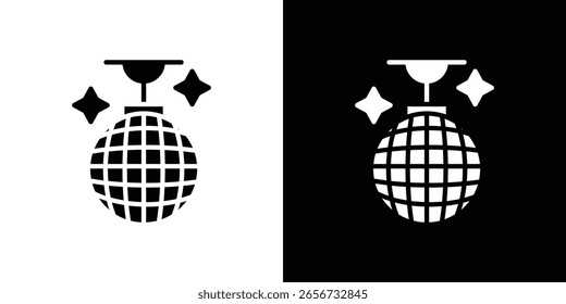Disco ball icon in flat black solid vector set