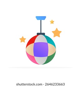 disco ball icon, flat colored vector. modern and minimalist design