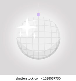 Disco ball icon. Flat design symbol nightlife of 70s. Retro disco party