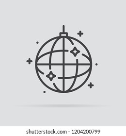 Disco ball icon in flat style isolated on grey background. For your design, logo. Vector illustration.