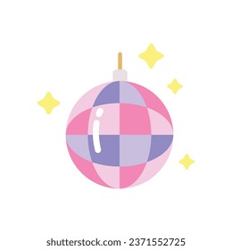 Disco ball icon in flat style isolated on white background. Cartoon vector illustration.