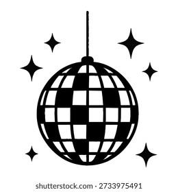 Disco Ball Icon Hanging Mirror Ball Party Symbol Vector Isolated