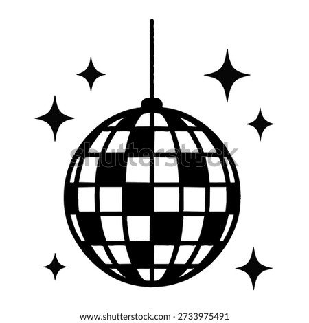 Disco Ball Icon Hanging Mirror Ball Party Symbol Vector Isolated