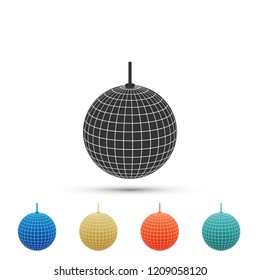 Disco ball icon isolated on white background. Set elements in colored icons. Flat design. Vector Illustration