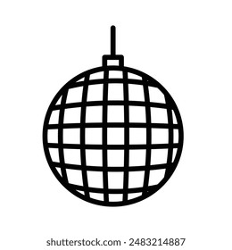 disco ball icon linear logo mark in black and white