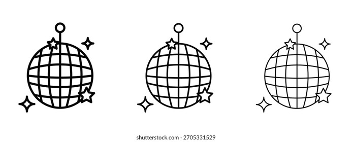 Disco ball icon linear style sign for mobile concept and web design.