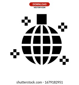 disco ball icon or logo isolated sign symbol vector illustration - high quality black style vector icons
