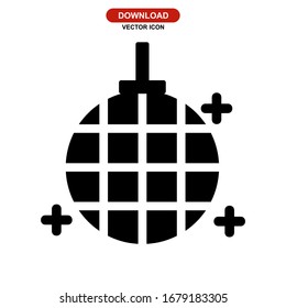 Disco-Ball-Symbol oder Logo einzeln auf Zeichensymbolen, Vektorgrafik - hochwertige Vektorsymbole im schwarzen Stil
