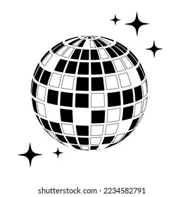 Disco-Ball-Symbol. Musikball. Partydekoration. Vektorgrafik. Stockbild. 