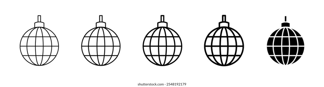 disco ball icon Simple thin line logo set