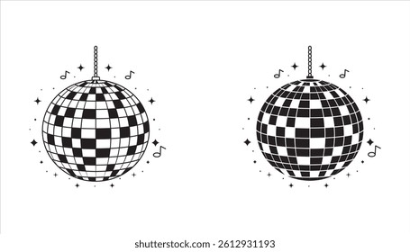 Disco ball icon with stars, disco ball sign. For your website, logo, app, UI design. Vector illustration, isolated on white background.