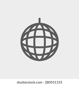 Disco ball icon thin line for web and mobile, modern minimalistic flat design. Vector dark grey icon on light grey background.