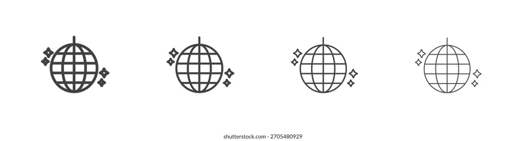 Disco-Ball-Symbol, Vektorgrafik, Illustration Logo-Vorlage in trendigen dünnen Linie editierbare Striche Stil.