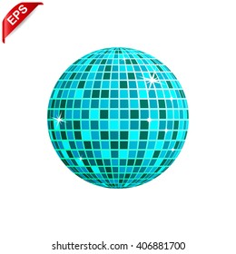 Disco-Ball-Symbol, Vektorillustration-Spiegel-Ball, einzelne Diskothek