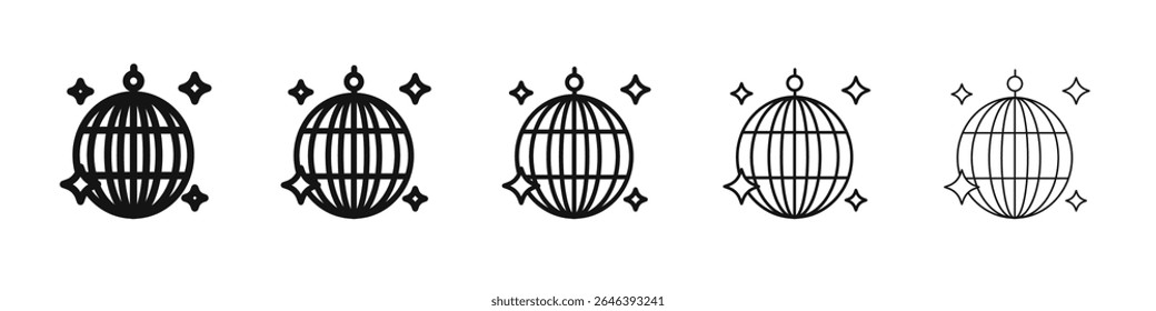 disco ball icon vector outline set illustration sign