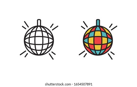 Disco ball icon in vector. Party symbol on an isolated white background. Vector illustration in flat style.