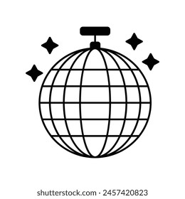 disco ball icon with white background vector stock illustration