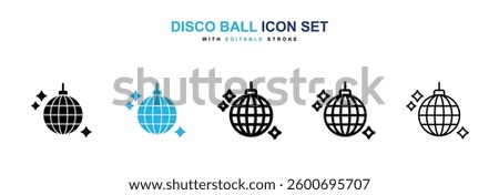 Disco ball icons graphics set in black and blue colors