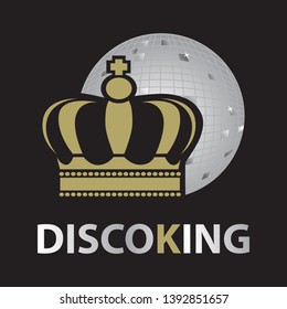 disco ball and king crown, vector